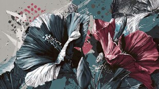 抽象风格多彩花卉图案