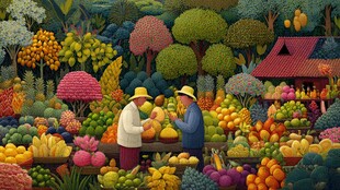 田园水果丰收景象