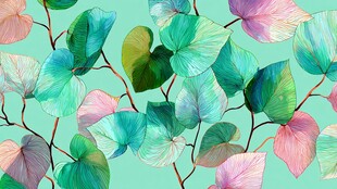 梦幻多彩叶片图案背景