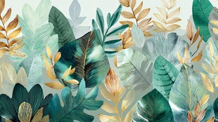 热带风多彩叶片装饰图案