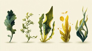 海洋植物插画 多样形态展示