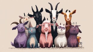 可爱多彩山羊大集合