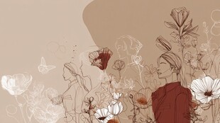 花中佳人插画艺术作品