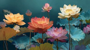 梦幻多彩荷花绽放