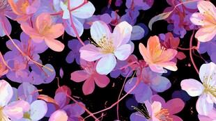 梦幻多彩花卉图案背景