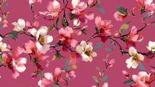 粉色花卉无缝图案背景