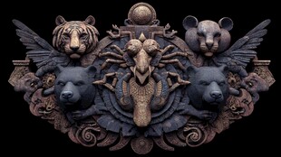 兽首组合奇幻艺术雕塑