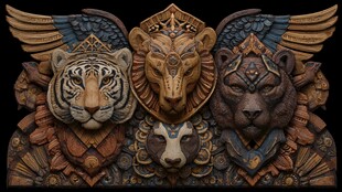 神秘动物图腾浮雕艺术