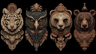 动物图腾木雕艺术作品