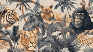 丛林中的猛兽与繁茂植物