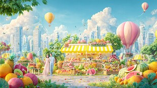 城市中的梦幻水果集市
