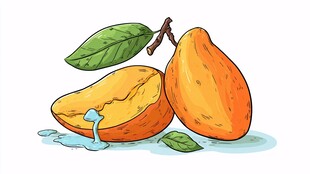 手绘诱人枇杷果实插画