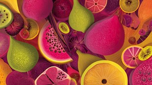 缤纷多彩水果艺术插画