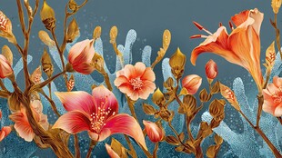 梦幻花卉插画 绚丽色彩绽放