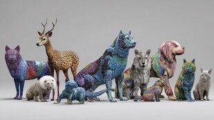 多彩动物雕塑展示艺术魅力