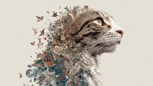 梦幻猫咪与自然元素融合