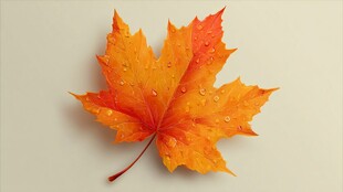 秋意枫叶 水珠点缀的绚烂