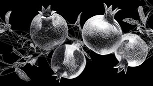 黑白线条风的精致石榴图