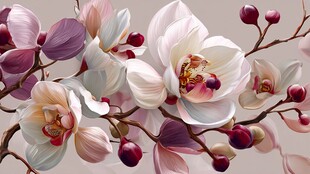 优雅绽放的多彩兰花枝