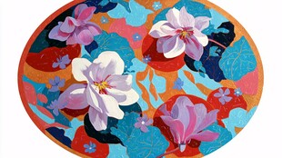 圆形花卉绚丽图案插画