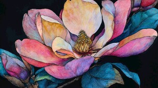 水彩绘就的绚烂玉兰花