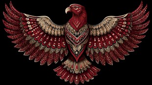 华丽红鹰图案 精美艺术之作
