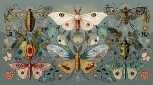 复古风多彩飞蛾插画艺术