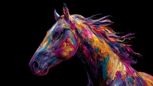 炫彩斑斓马头艺术画作