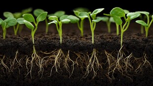 幼苗破土 根系与新绿的生机