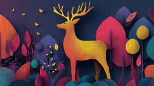 梦幻森林中的斑斓麋鹿