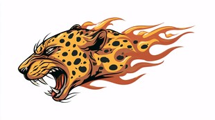 火焰猎豹头像图案设计