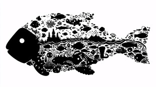 鱼形图案中的海洋奇幻世界