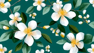 翠绿背景下的精致茉莉花