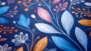 蓝色底花卉植物纹理图案