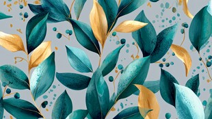 清新绿叶花卉无缝图案