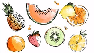 手绘缤纷水果集合