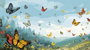 蝶舞山林间 色彩斑斓之景