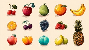 缤纷多彩的手绘新鲜水果