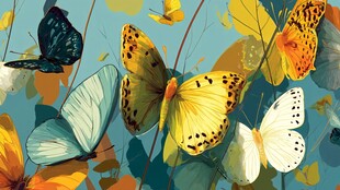 蝶舞花叶间的绚丽景致