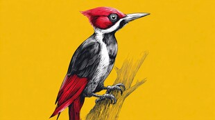 红冠啄木鸟栖息枝头