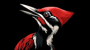 红冠啄木鸟特写