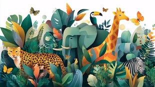 丛林中的多彩野生动物