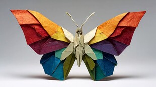 彩色折纸蝴蝶艺术造型