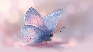 梦幻蓝粉蝴蝶优雅姿态