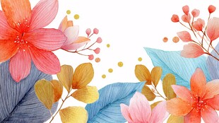 梦幻水彩花卉边框装饰图