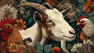 田园动物群像 山羊与鸡