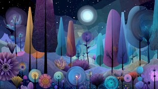 梦幻奇幻森林夜景观赏图