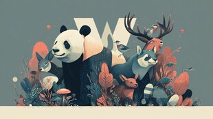 动物欢聚的奇幻森林场景