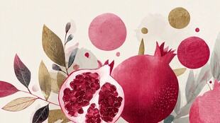 水彩风石榴花卉插画作品