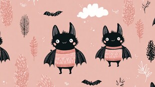 可爱蝙蝠的梦幻森林图案